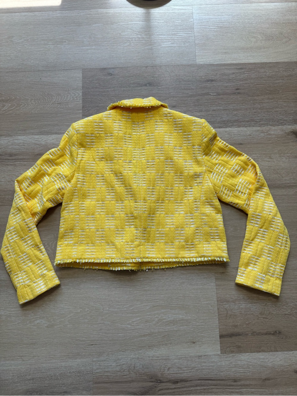 Ann Taylor Bright Yellow Cropped Tweed Blazer - Picture 10 of 10